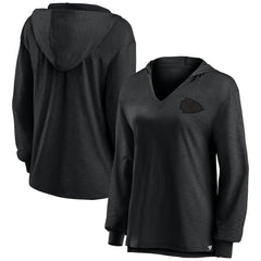 Kansas City Chiefs Women's Blackout Slub Hoodie V-Neck Long Sleeve T-Shirt