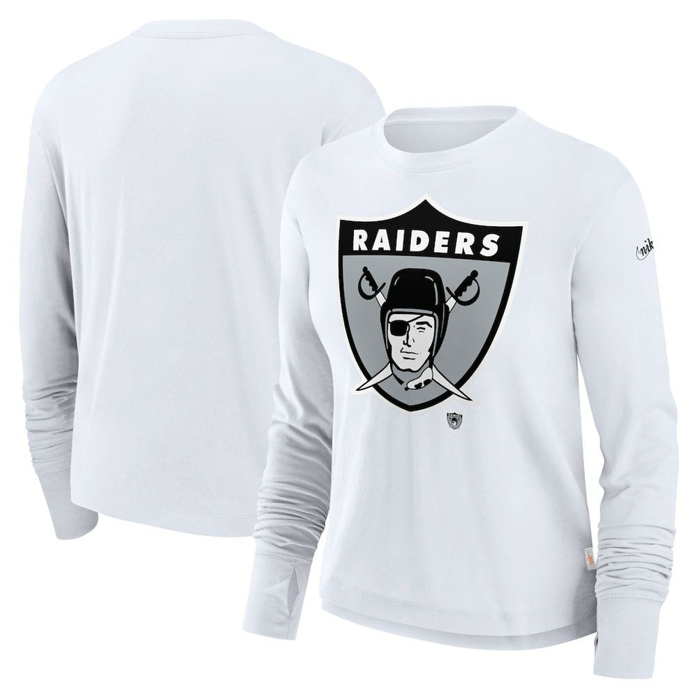Las Vegas Raiders Women's Large Logo Cropped Long Sleeve Fashion T-Shirt White
