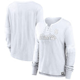 NHL Seattle Kraken Fanatics Women's White Out Lace-Up Fashion Long Sleeve T-Shirt