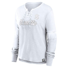 NHL Seattle Kraken Fanatics Women's White Out Lace-Up Fashion Long Sleeve T-Shirt