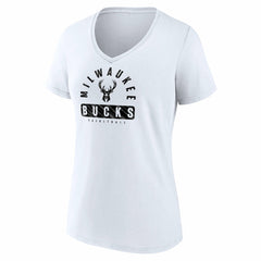 Milwaukee Bucks Women's Bench Warmer V-Neck T-Shirt White