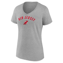 NHL New Jersey Devils Fanatics Women's V-Neck T-Shirt - Gray