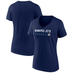 NHL Winnipeg Jets Fanatics Women's V-Neck T-Shirt - Navy