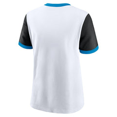 Carolina Panthers Women's Rewind Ringer Tri-Blend T-Shirt White
