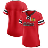 NHL Chicago Blackhawks Fanatics Women's Iconic Athena Lace-Up T-Shirt - Red