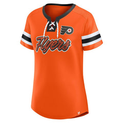 NHL Philadelphia Flyers Fanatics Women's Iconic Athena Lace-Up T-Shirt - Orange