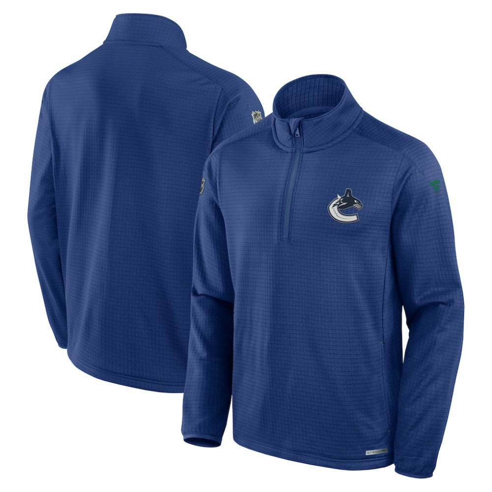NHL Vancouver Canucks Fanatics Authentic Pro Rink Quarter-Zip Top - Blue