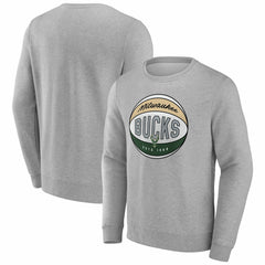 Milwaukee Bucks True Classics Hard Color Fleece Pullover Sweatshirt Gray