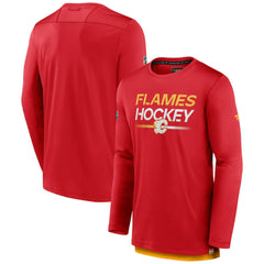 NHL Calgary Flames Fanatics Authentic Pro Tech Long Sleeve T-Shirt - Red