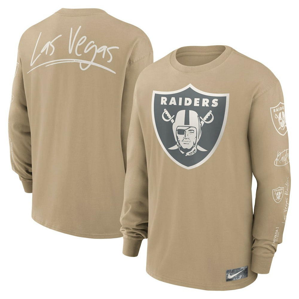 Las Vegas Raiders Essential Statement Max90 Long Sleeve T-Shirt Tan