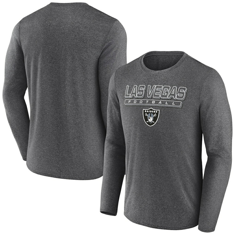 Las Vegas Raiders Fundamentals Long Sleeve T-Shirt Heather Charcoal