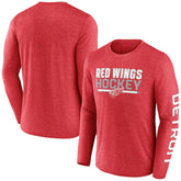 NHL Detroit Red Wings Fanatics Sweep Iconic Synthetic Long Sleeve T-Shirt - Heather Red