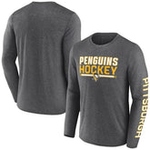NHL Pittsburgh Penguins Fanatics Sweep Iconic Synthetic Long Sleeve T-Shirt - Heather Charcoal