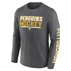 NHL Pittsburgh Penguins Fanatics Sweep Iconic Synthetic Long Sleeve T-Shirt - Heather Charcoal