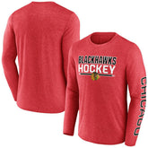 NHL Chicago Blackhawks Fanatics Sweep Iconic Synthetic Long Sleeve T-Shirt - Heather Red