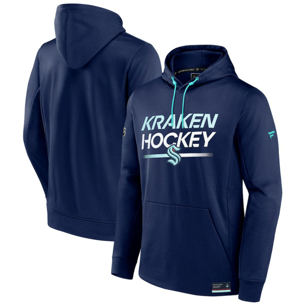 NHL Seattle Kraken Fanatics Authentic Pro Fleece Pullover Hoodie - Deep Sea Blue