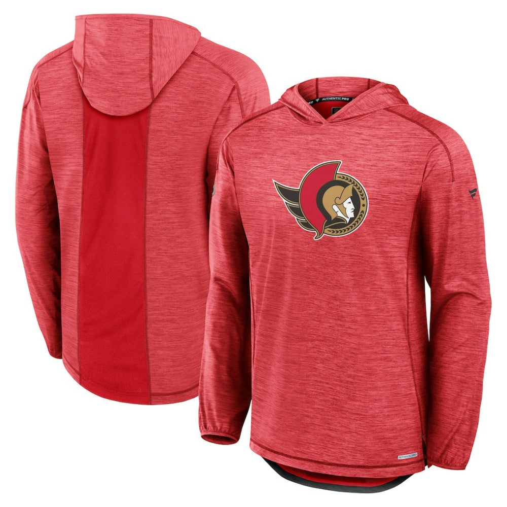 NHL Ottawa Senators Fanatics Authentic Pro Rink Pullover Hoodie - Heather Red