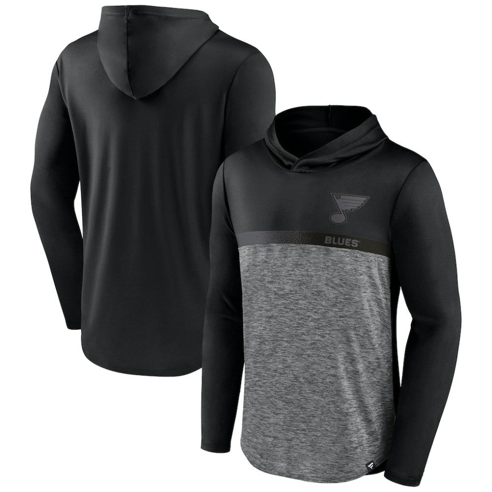 NHL St. Louis Blues Fanatics Iconic Defender Pullover Hoodie - Black/Heather Charcoal