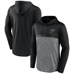 NHL St. Louis Blues Fanatics Iconic Defender Pullover Hoodie - Black/Heather Charcoal