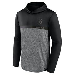 NHL Seattle Kraken Fanatics Iconic Defender Pullover Hoodie - Black/Heather Charcoal