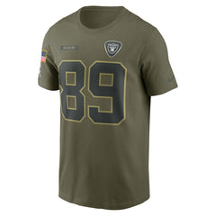 Brock Bowers Las Vegas Raiders 2025 Salute to Service Name & Number T-Shirt Olive