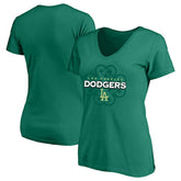 Los Angeles Dodgers Profile Women's Plus Size Celtic V-Neck T-Shirt - Kelly Green T-shirts
