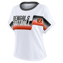 Cincinnati Bengals WEAR by Erin Andrews Women's Cropped Center Stripe Dolman T-Shirt White