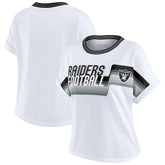 Las Vegas Raiders WEAR by Erin Andrews Women's Cropped Center Stripe Dolman T-Shirt White