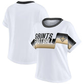 New Orleans Saints WEAR by Erin Andrews Women's Cropped Center Stripe Dolman T-Shirt White