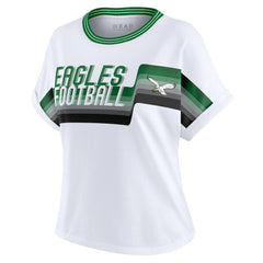 Philadelphia Eagles WEAR by Erin Andrews Women's Cropped Center Stripe Dolman T-Shirt White