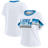 Detroit Lions WEAR by Erin Andrews Women's Cropped Center Stripe Dolman T-Shirt White
