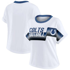 Indianapolis Colts WEAR by Erin Andrews Women's Cropped Center Stripe Dolman T-Shirt White