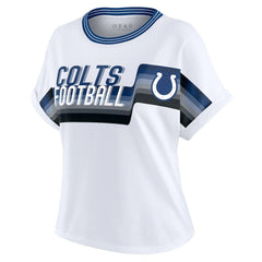 Indianapolis Colts WEAR by Erin Andrews Women's Cropped Center Stripe Dolman T-Shirt White