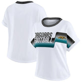 Jacksonville Jaguars WEAR by Erin Andrews Women's Cropped Center Stripe Dolman T-Shirt White