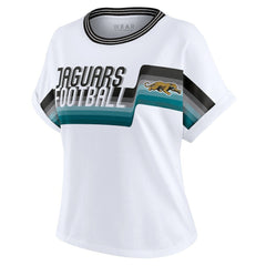 Jacksonville Jaguars WEAR by Erin Andrews Women's Cropped Center Stripe Dolman T-Shirt White