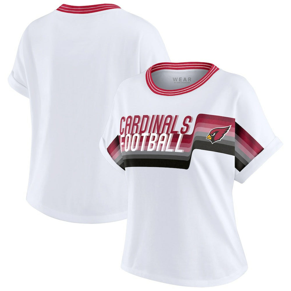 Arizona Cardinals WEAR by Erin Andrews Women's Cropped Center Stripe Dolman T-Shirt White