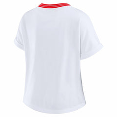 Atlanta Falcons WEAR by Erin Andrews Women's Cropped Center Stripe Dolman T-Shirt White