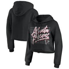 Atlanta Falcons WEAR by Erin Andrews Women's Domestic Cropped Pullover Hoodie Black