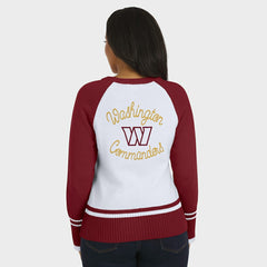 Washington Commanders WEAR by Erin Andrews Women's Colorblock Raglan Sweater White/Burgundy