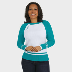 Miami Dolphins WEAR by Erin Andrews Women's Colorblock Raglan Sweater White/Aqua
