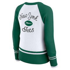 New York Jets WEAR by Erin Andrews Women's Colorblock Raglan Sweater White/Green