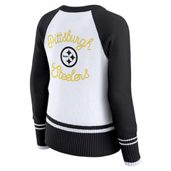 Pittsburgh Steelers WEAR by Erin Andrews Women's Colorblock Raglan Sweater White/Black