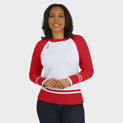 San Francisco 49ers WEAR by Erin Andrews Women's Colorblock Raglan Sweater White/Scarlet