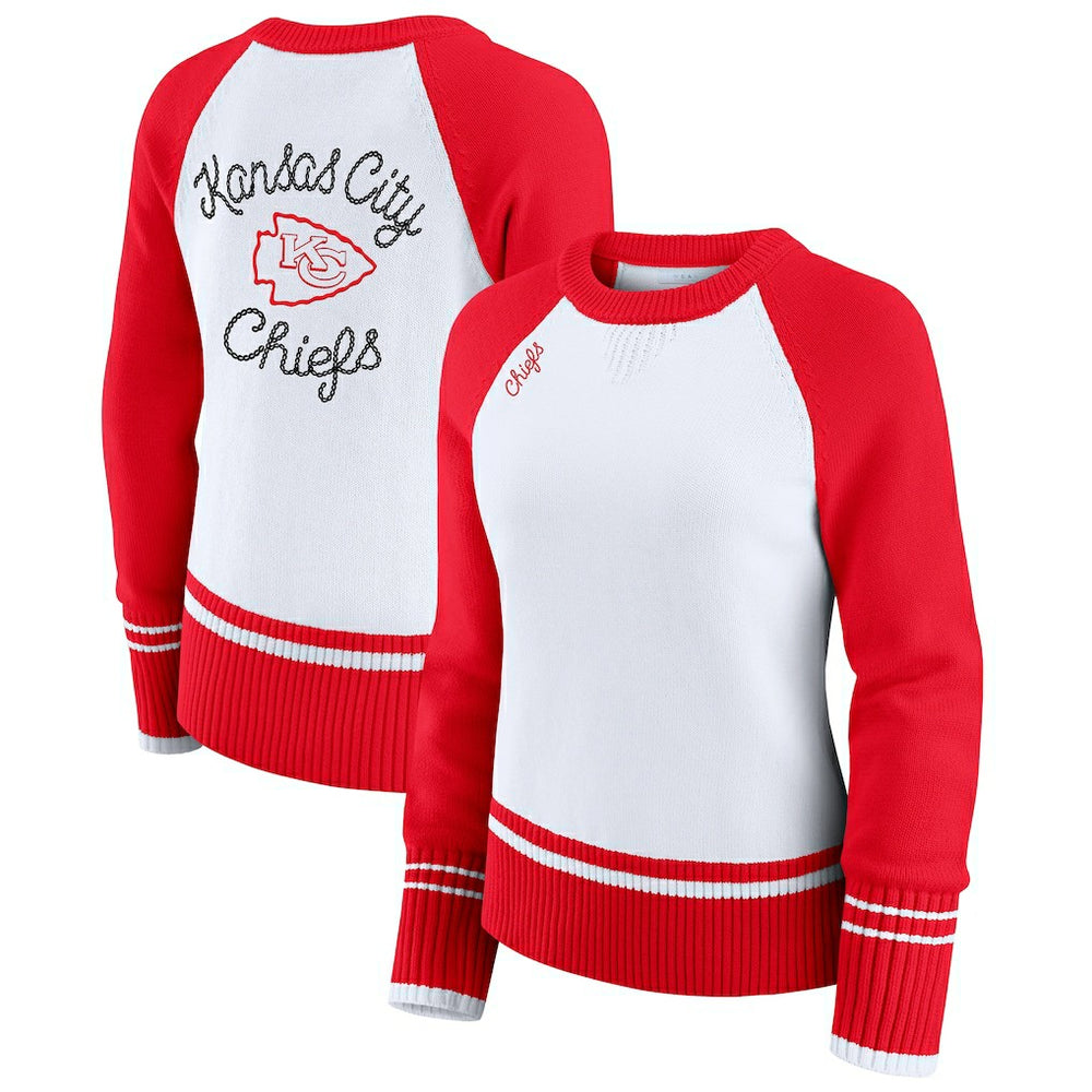 Kansas City Chiefs WEAR by Erin Andrews Women's Colorblock Raglan Sweater White/Red
