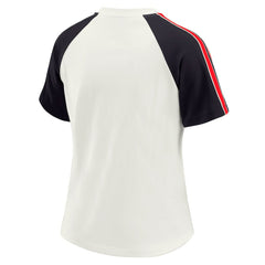 Houston Texans WEAR by Erin Andrews Women's Sleeve Stripe Distressed Raglan T-Shirt White