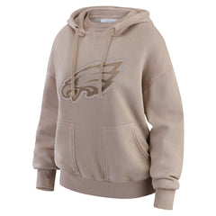 Philadelphia Eagles WEAR by Erin Andrews Women's Washed Pullover Crewdie Tan