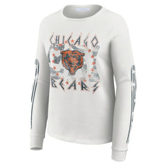 Chicago Bears WEAR by Erin Andrews Women's Graphic Waffle Long-Sleeve T-Shirt White