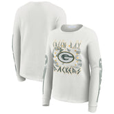 Green Bay Packers WEAR by Erin Andrews Women's Graphic Waffle Long-Sleeve T-Shirt White