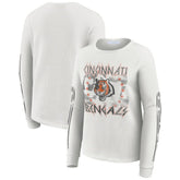 Cincinnati Bengals WEAR by Erin Andrews Women's Graphic Waffle Long-Sleeve T-Shirt White