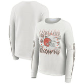 Cleveland Browns WEAR by Erin Andrews Women's Graphic Waffle Long-Sleeve T-Shirt White